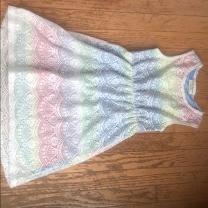 Bobbie Brooks Lace Overlay Rainbow Dress M 7-8